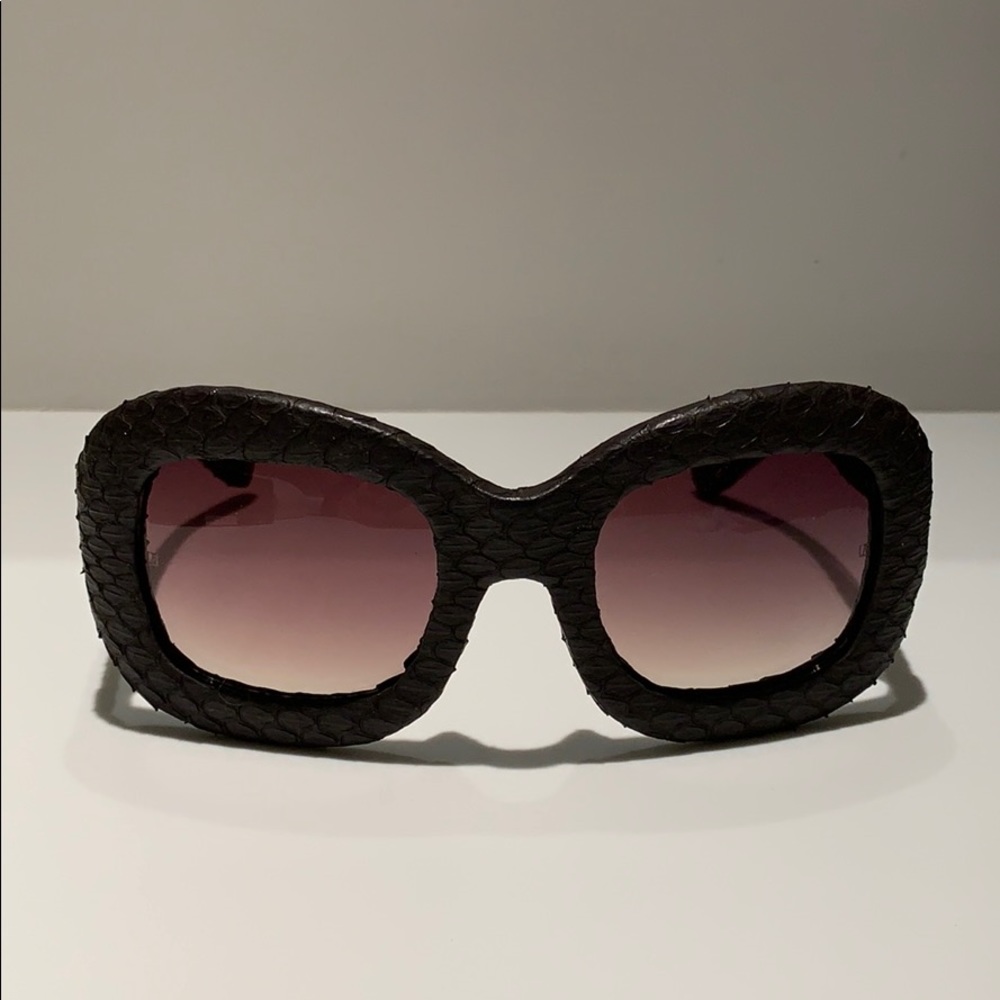 Linda Farrow Luxe | Brown Python Sunglasses